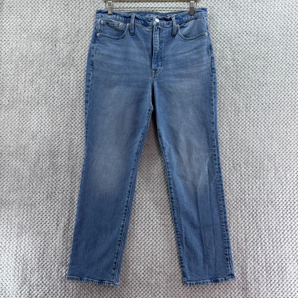 J Crew Re 96 IDG Straight Jeans Women 30 Blue Light Wash High Rise Denim Stretch